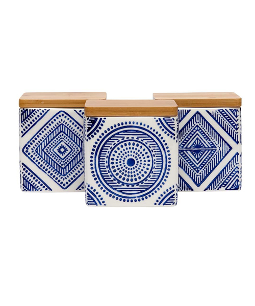 Aztec Blue Assorted Canister - 3pc set
